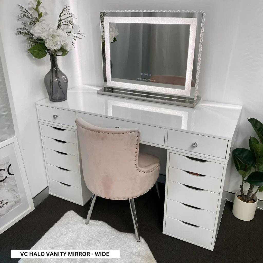 Vanity Makeup Desk with Hollywood Mirror