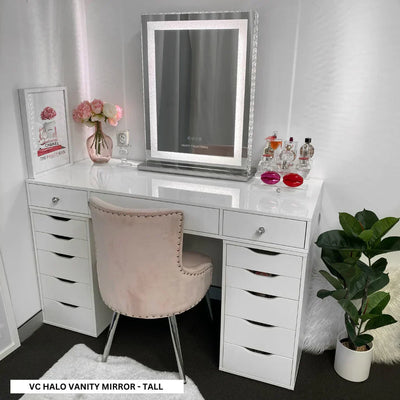 Vanity Makeup Desk with Hollywood Mirror