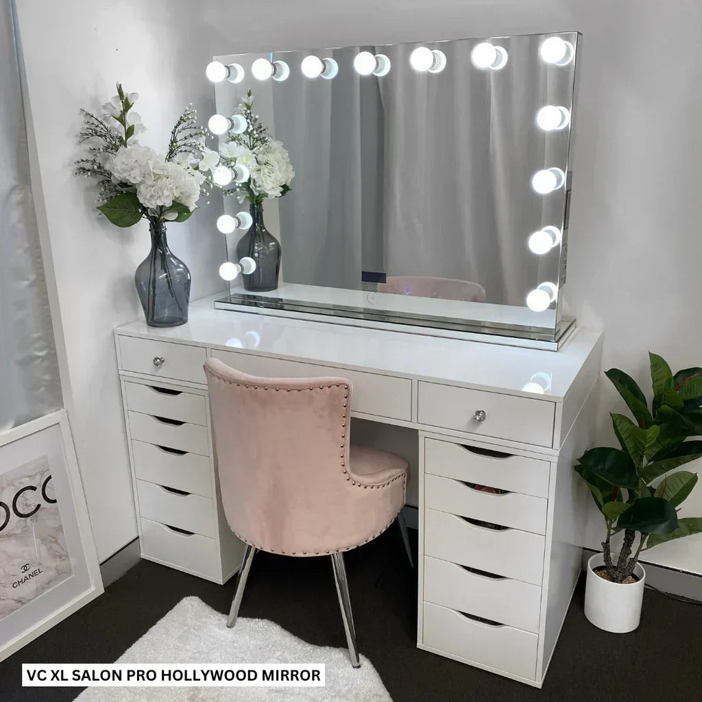 Vanity Makeup Desk with Hollywood Mirror