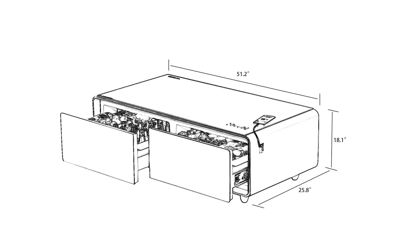 Built in Fridge Smart Coffee Table 130L