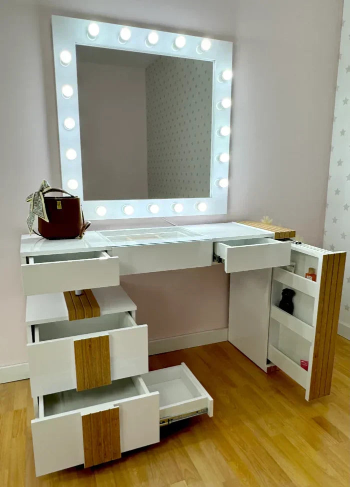 Vanity with Mirror and Lights – Perfect for Your Beauty Salon