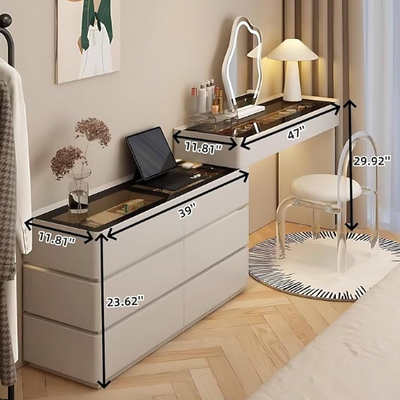 Modern Bedroom Vanity Table with Mirror & Speakers