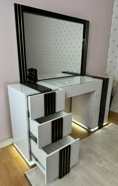 Bedroom Vanity with Mirror – 7 Drawers