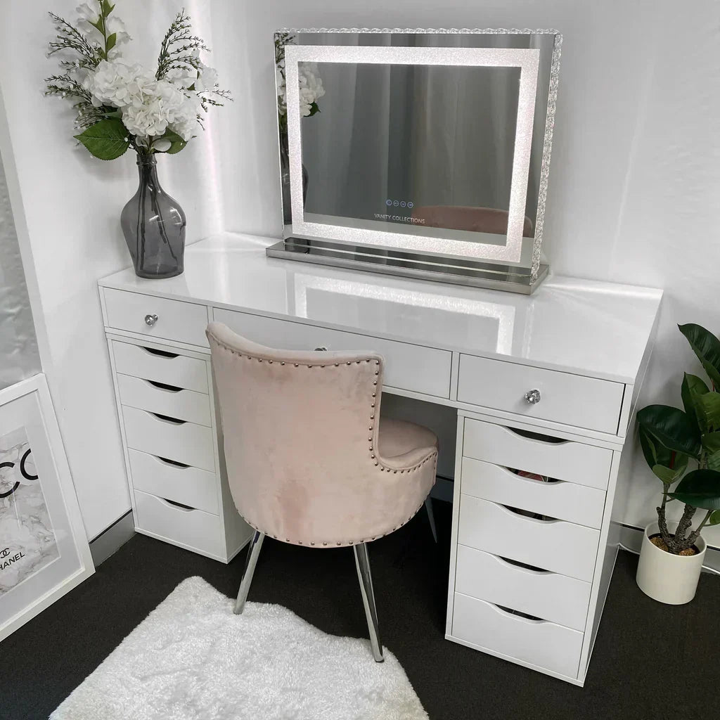 Vanity Makeup Desk with Hollywood Mirror